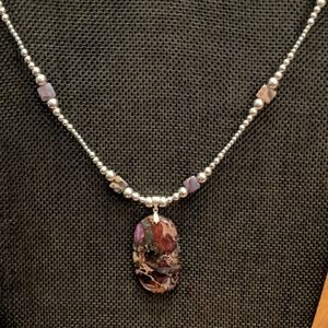 Sterling silver necklace with natural AMAZONITE